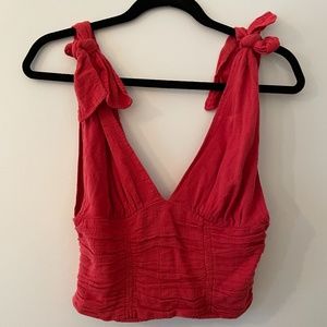 Free People Red Scrunched Tank